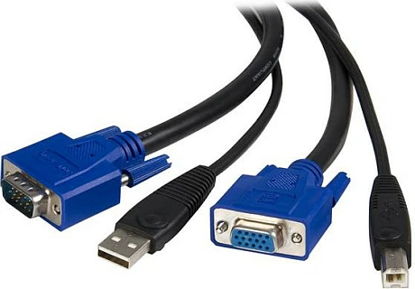 Kabllo KVM StarTech 1.8m USB-A+VGA në USB-B+VGA, e zezë