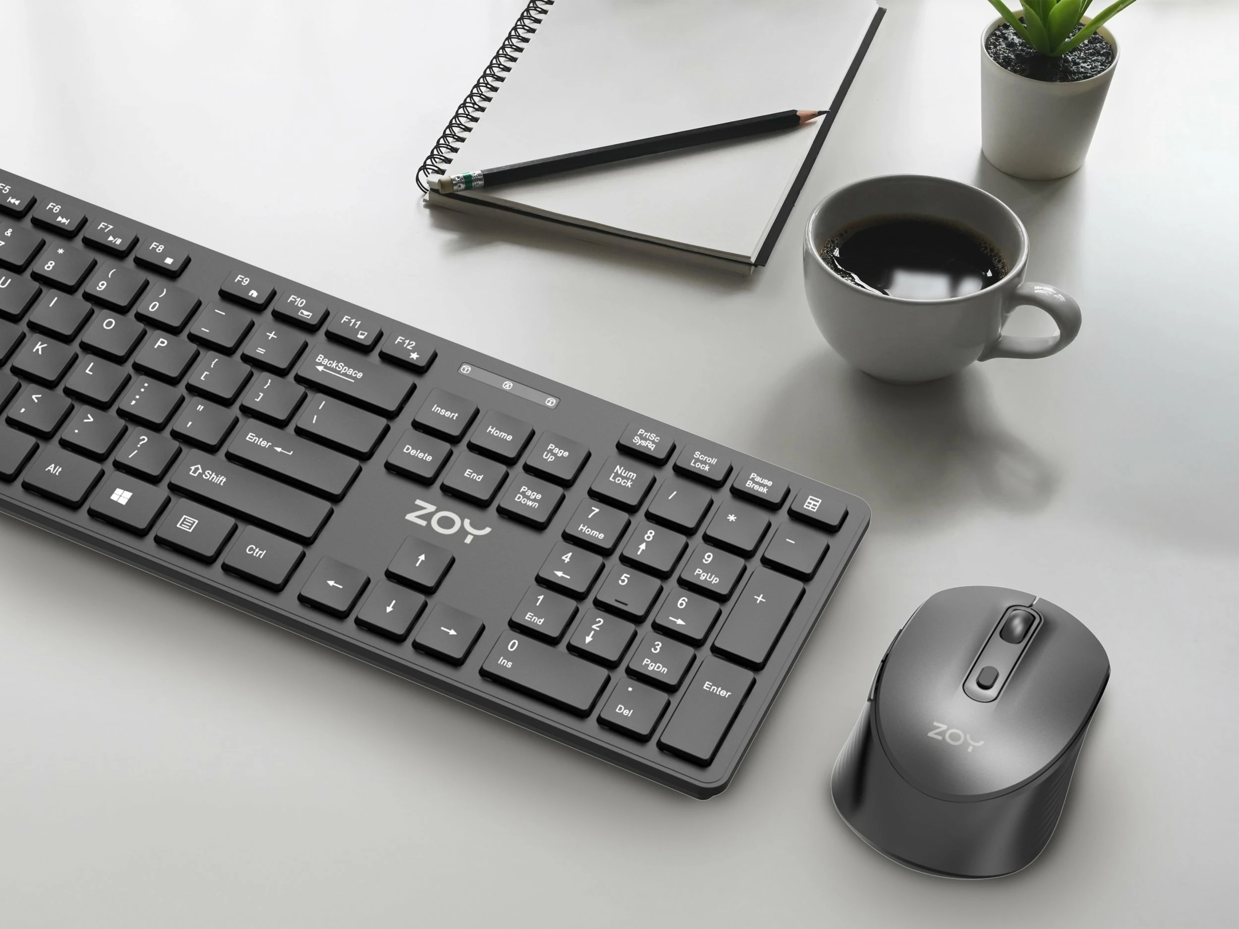 Set tastierë + Maus wireless ZOY ZKM888 2.4GHz, layout US, 106 taste, Plug & Play, i zi