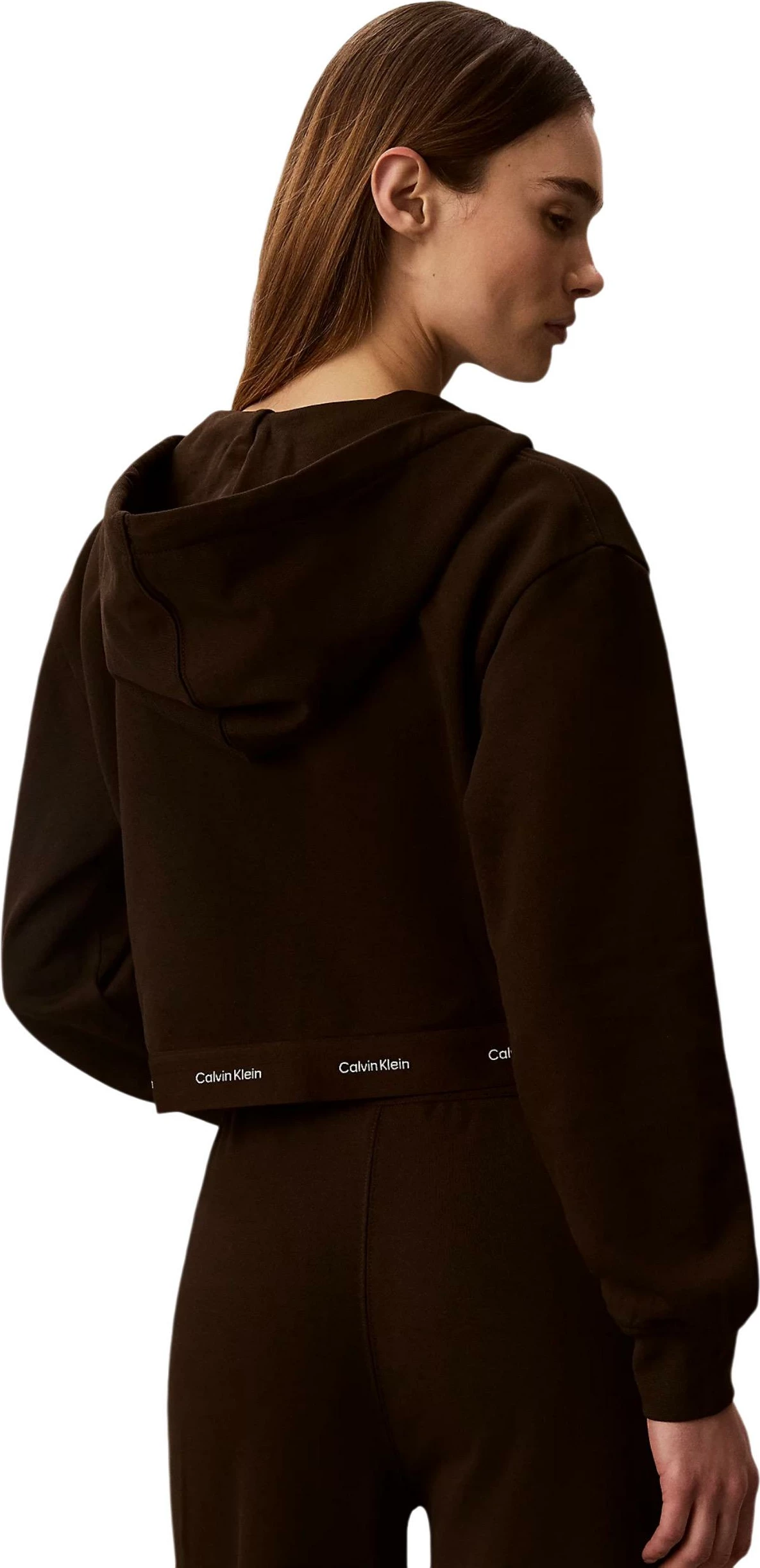 Duks me kapuç Calvin Klein Jeans LV047G252G për femra, kafe [Madhësia: XS]