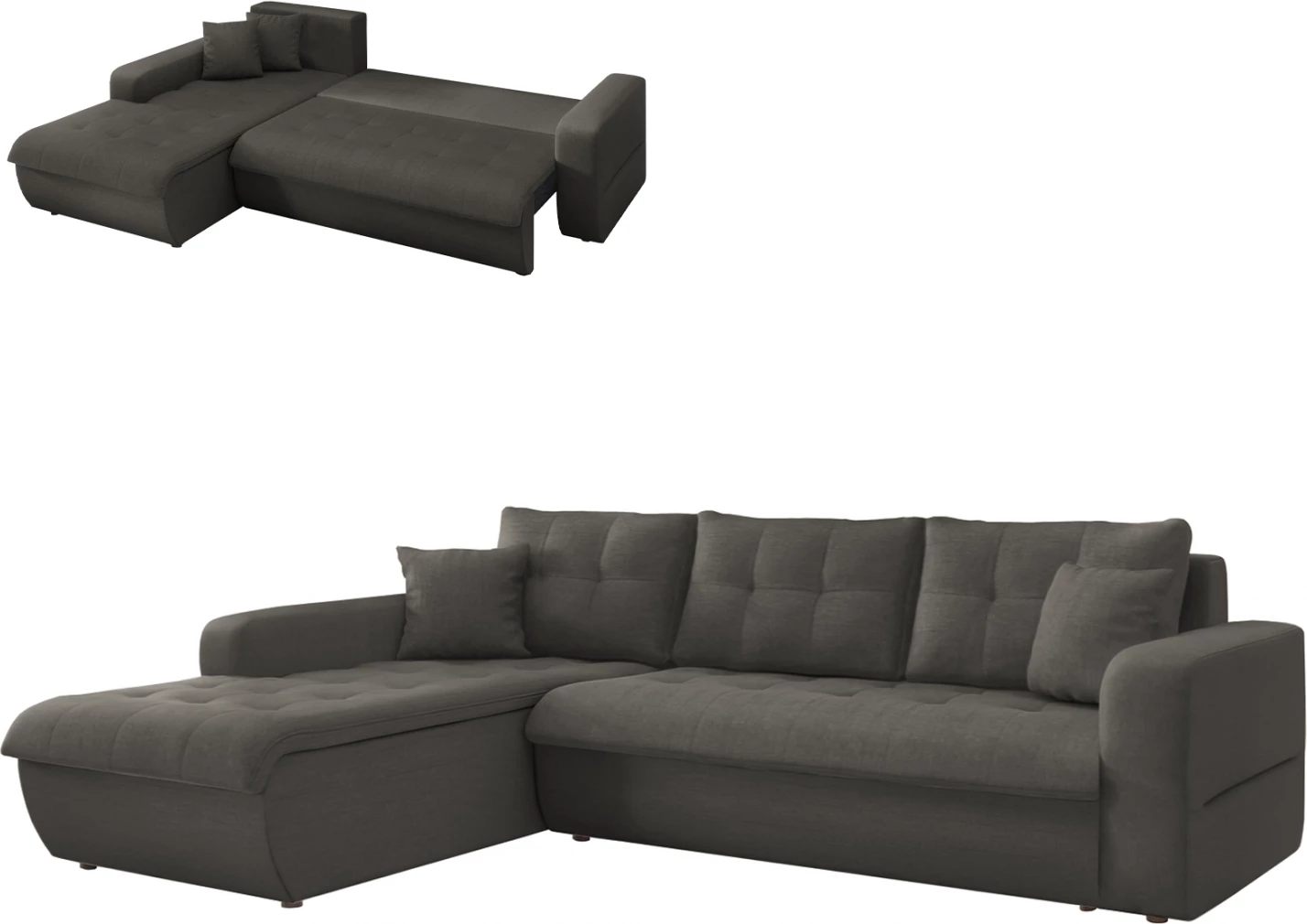 Kënd-sofë krevati majtas KANSO, material gri, FH3338.01L, 244x188x80cm