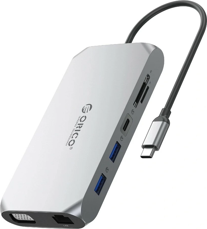 Hub Orico USB-C 12n1 XCR-X22, 100W PD, HDMI 4K, RJ45, gri