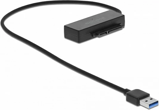 Adapter USB-A në SATA DeLOCK 64086, 6 Gbit/s, transparent