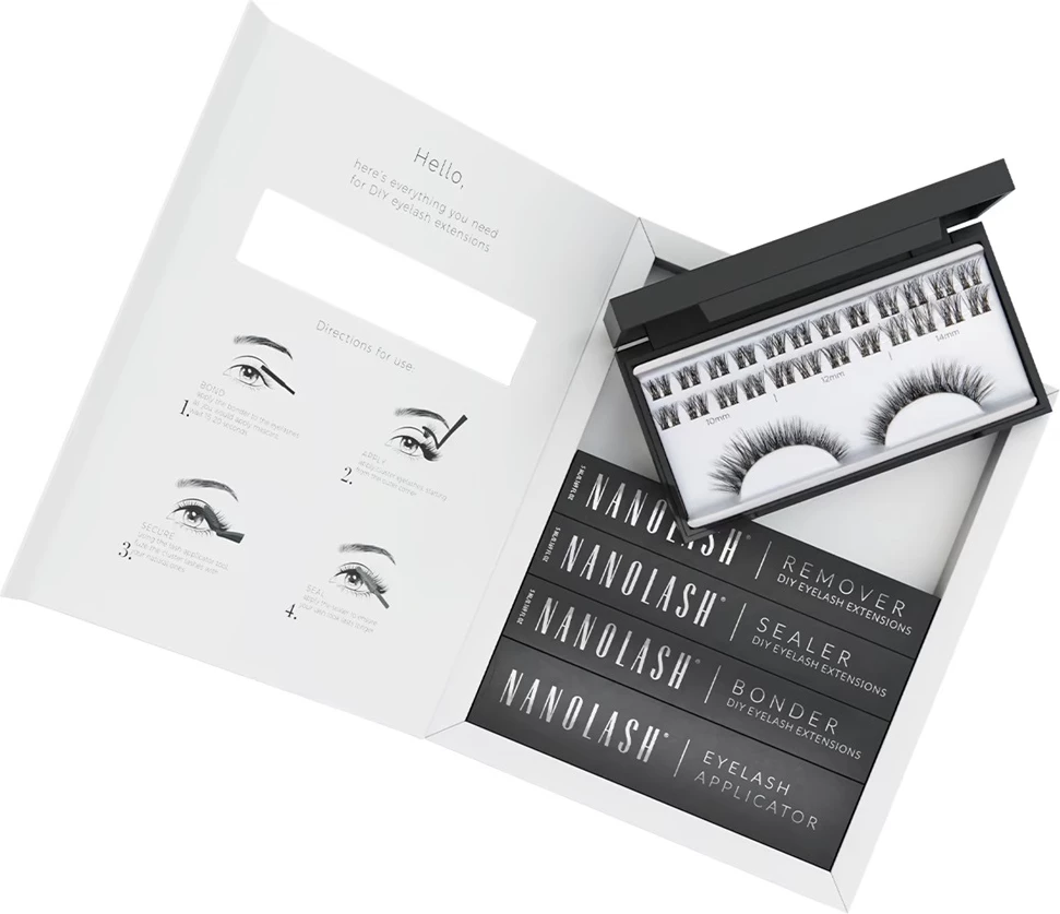 Set për qerpikë artificial për femra Nanolash DIY Extensions Starter Kit, 36 copë, e zezë