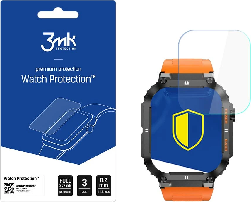 Xham mbrojtës hibrid për smartwatch 3mk Watch Protection FlexibleGlass për Gravity GT6, 0.2 mm, Full Screen, set 3 copë, transparent