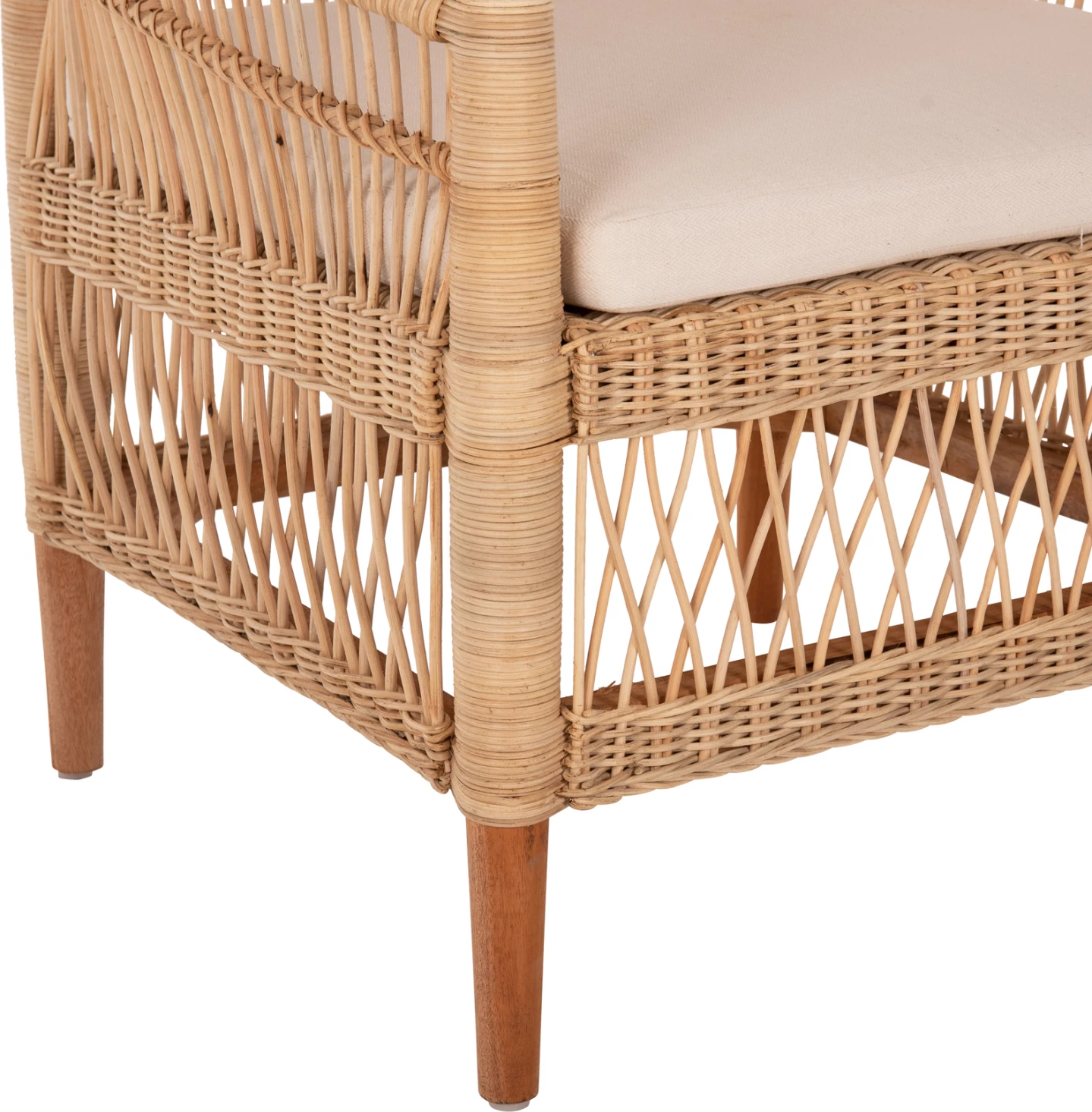 Karrige Malawi, dru mahogany-rattan-jastëk i bardhë, FH9635.04, 80x70x86 cm