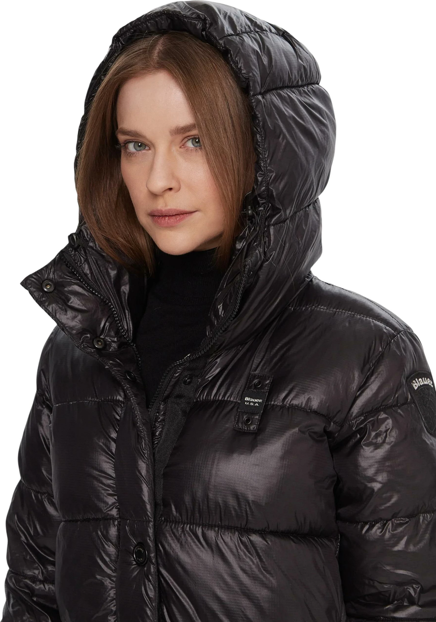 Pallto puf për femra Blauer Adelaide 26WBLDK02073, e zezë-bezhë [Madhësia: L]