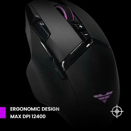 Maus gaming PREYON Falcon PFG27B, 12400 DPI, 9 butona, USB me kabllo, RGB, i zi