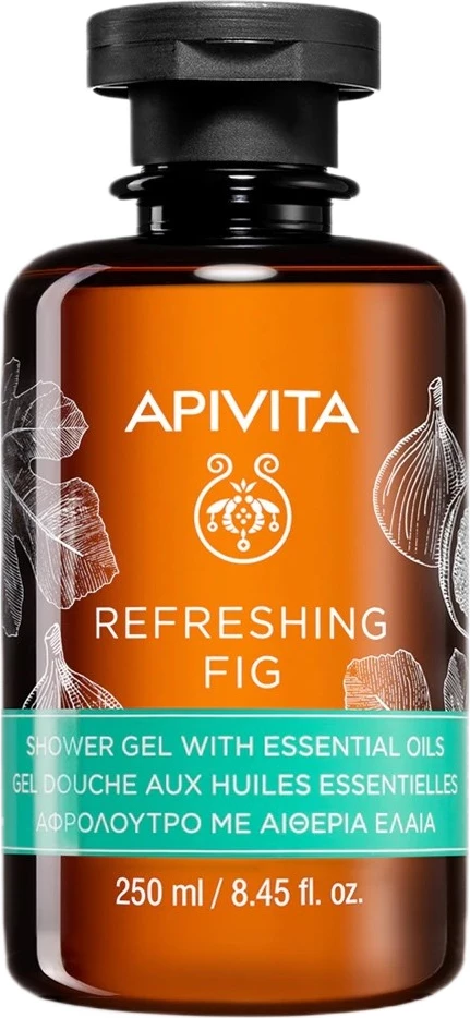 Xhel dushi për femra Apivita Refreshing Fig me vajra esenciale, 250ml