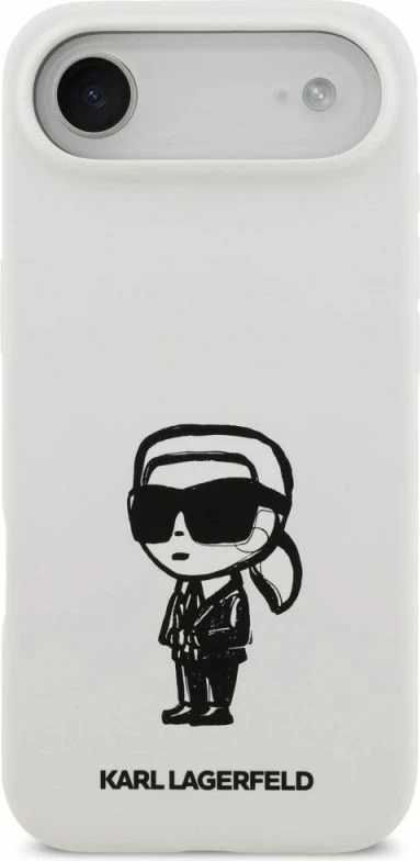 Kapak telefoni Karl Lagerfeld Silicone Karl Sketch & Logo MagSafe për iPhone 17 Air, i bardhë