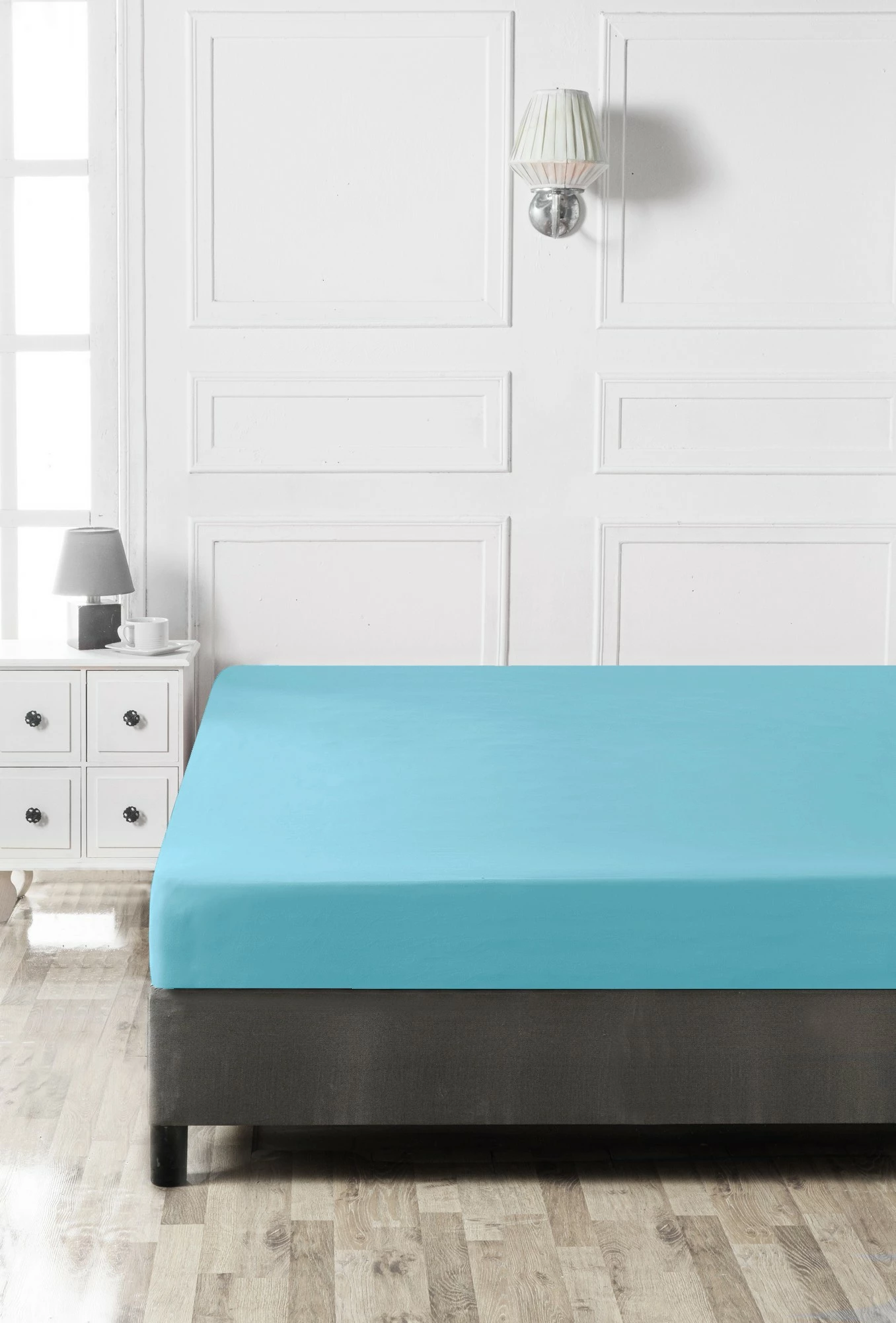 Çarçaf i vetem fitted Ranforce, ngjyrë turquoise, L'essentiel