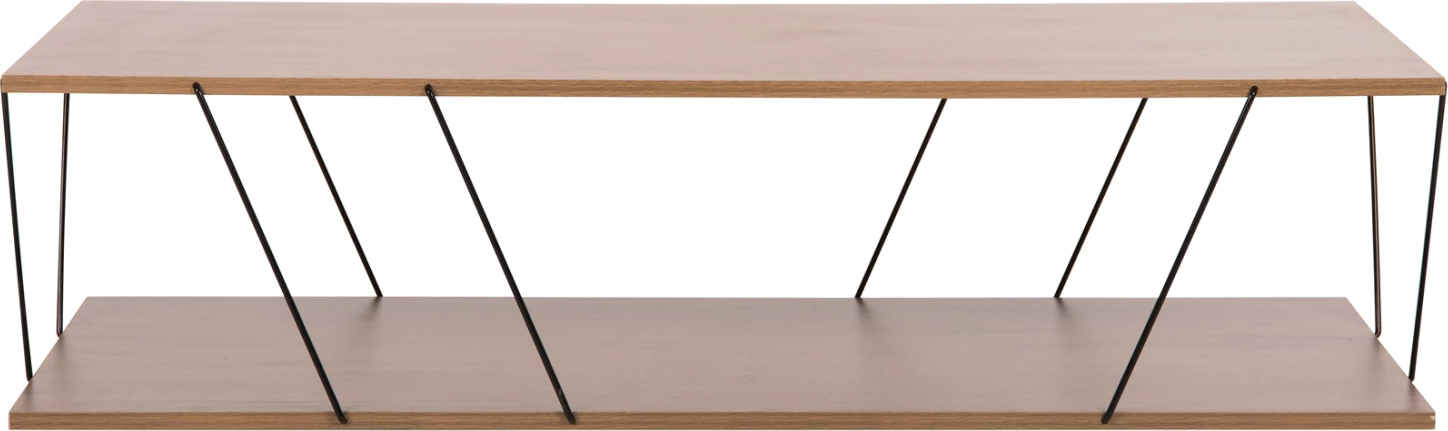 Tavolinë kafeje TARS, ngjyrë arre, shufra metalike të zeza, 120x50x30 cm