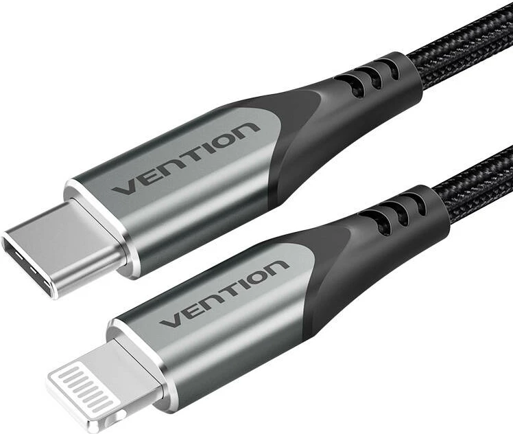 Kabllo USB-C në Lightning Vention TACHH, 2m, Gri