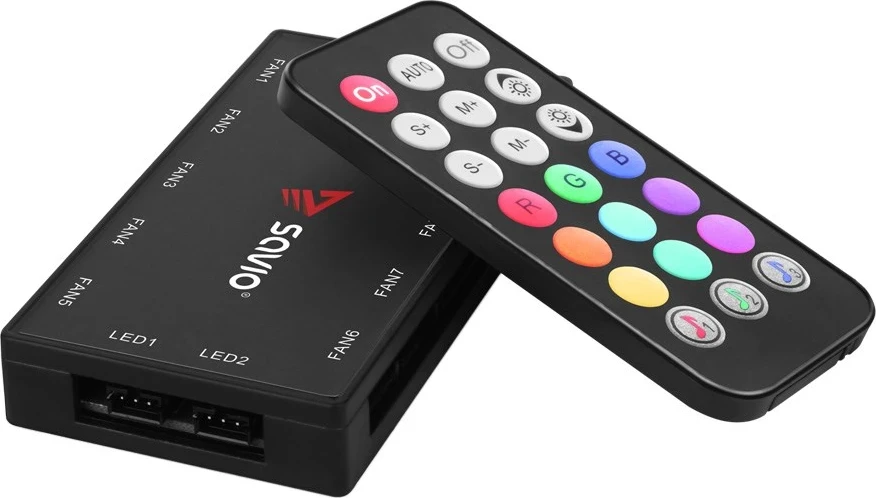 Ventilatorë ARGB SAVIO FAN-01, 4 copë me kontrollues dhe telekomandë, Bardhë