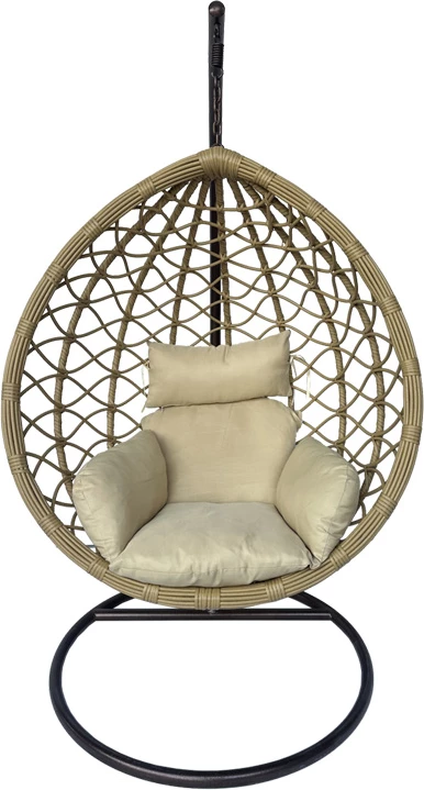 Karrige varëse Lyere me bazë metali ngjyrë kafe me rattan PE bezhë 120x108x195cm