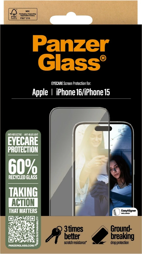 Xham mbrojtës PanzerGlass EyeCare për iPhone 16/15