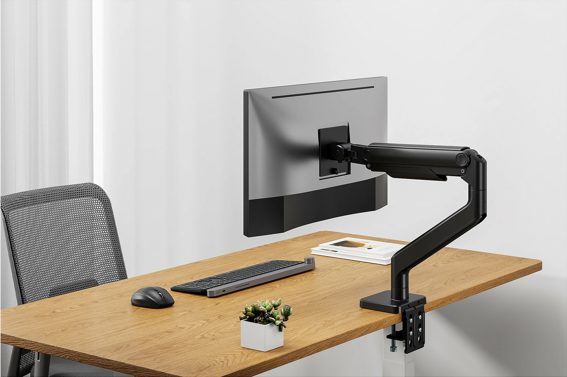 Mbajtës monitori Digitus Single Monitor Mount, deri 49", 20 kg, VESA 75x75/100x100, Clamp, i zi