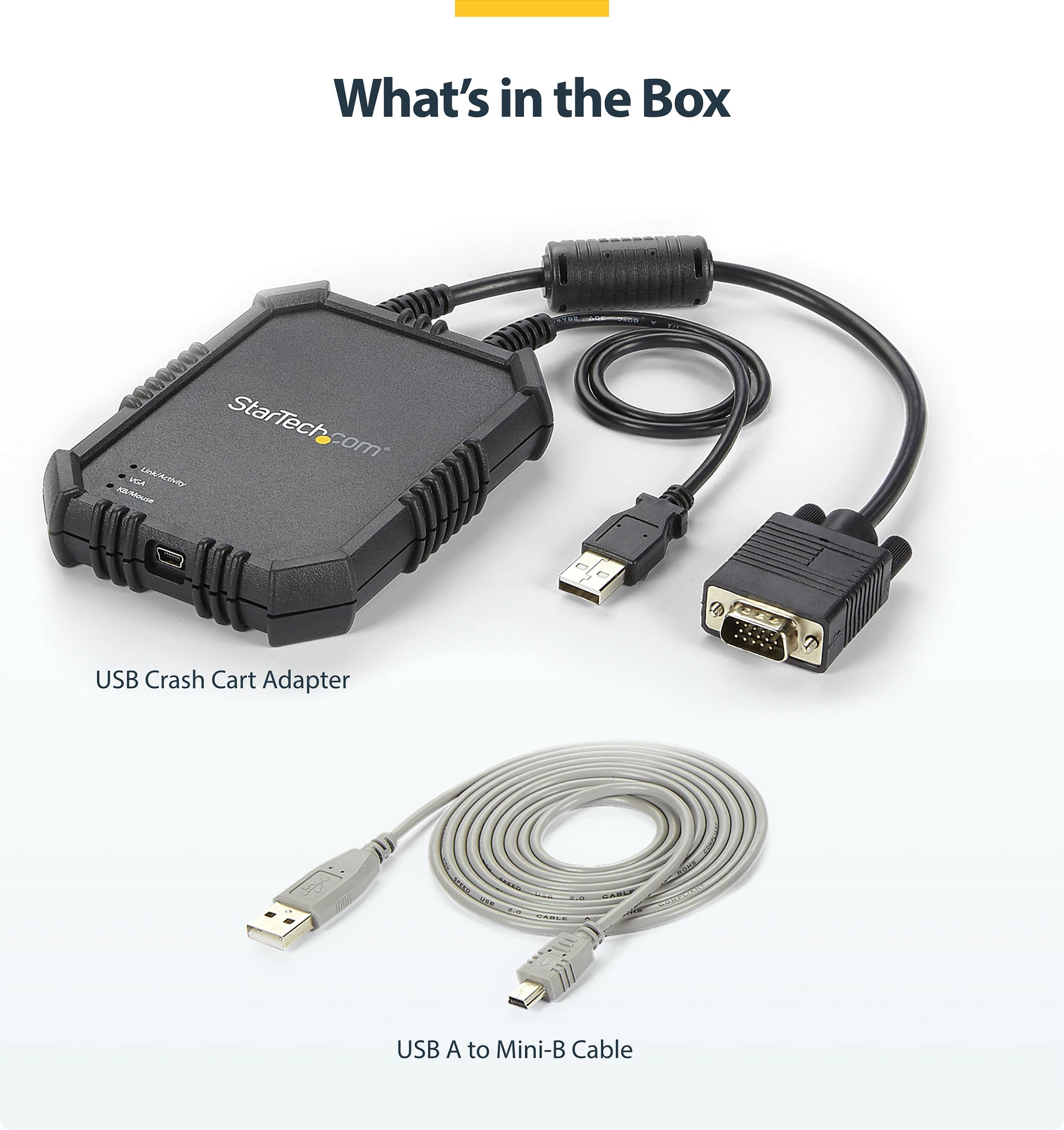 Adapter KVM StarTech NOTECONS02X, USB në VGA, 1920x1200 Full HD, me kabllo të integruara, i zi
