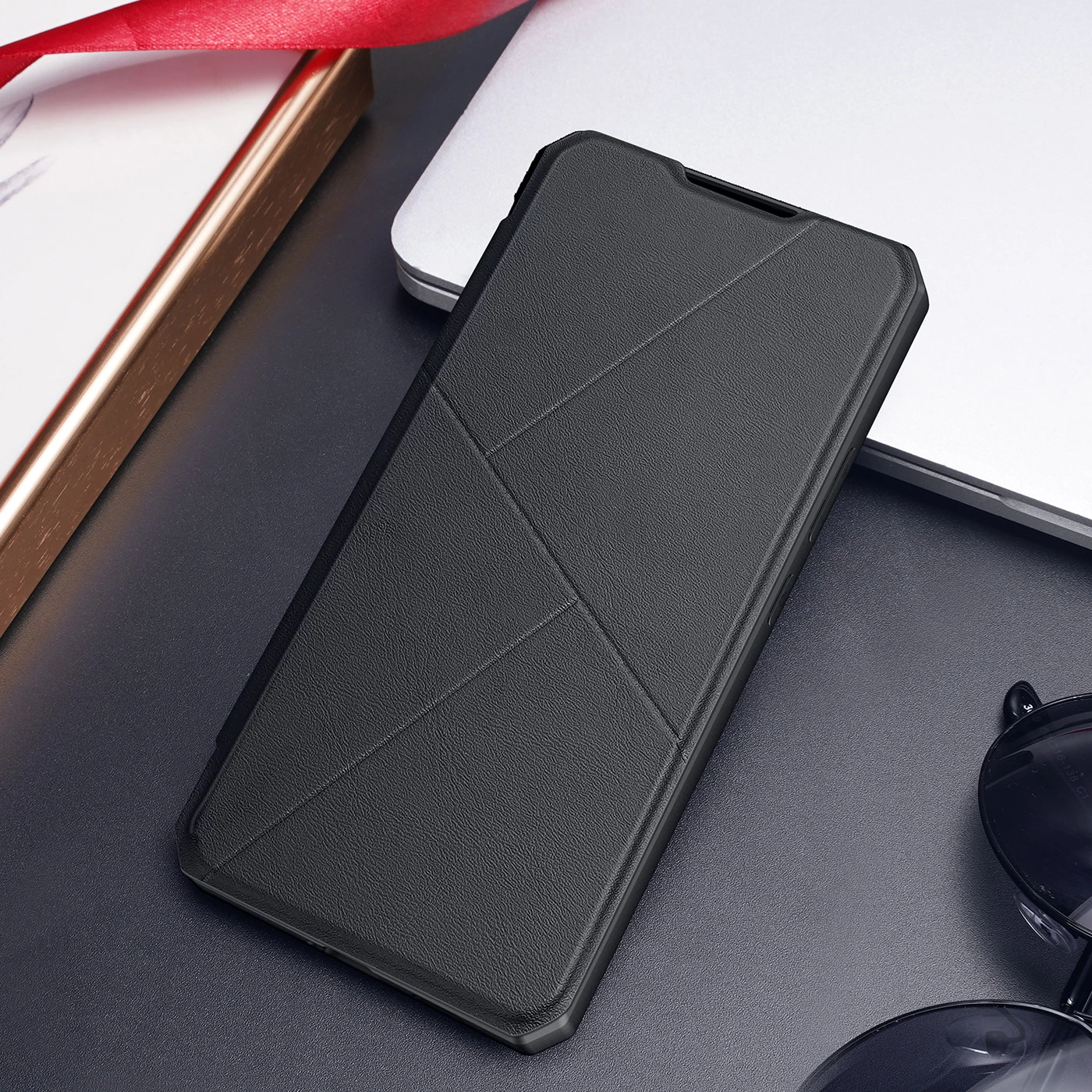 Mbështjellës Dux Ducis Skin X për Samsung Galaxy A73, me kapak dhe xhep, i zi