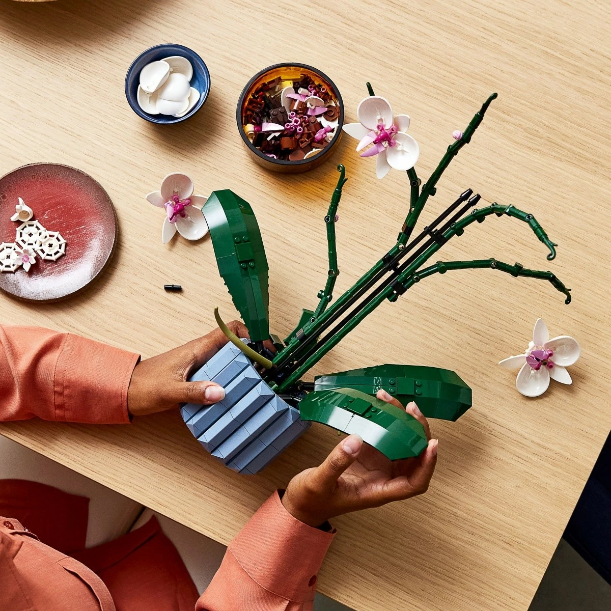 Set ndërtimi LEGO Icons Botanical Collection Orchidea 10311, 608 pjesë, bardhë/rozë