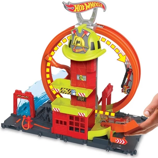 Set lodër për fëmijë Hot Wheels City Super Loop Fire Station Playset