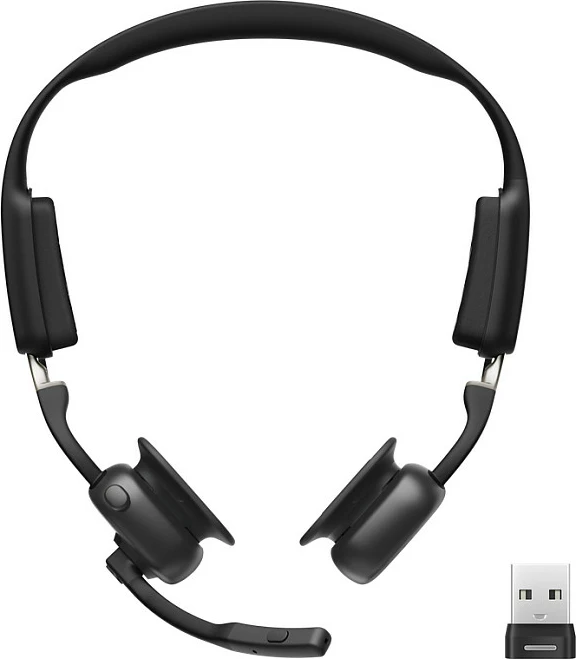Kufje Shokz OpenMeet UC, Bluetooth pa tela, bone conduction, me adaptor USB-A, të zeza
