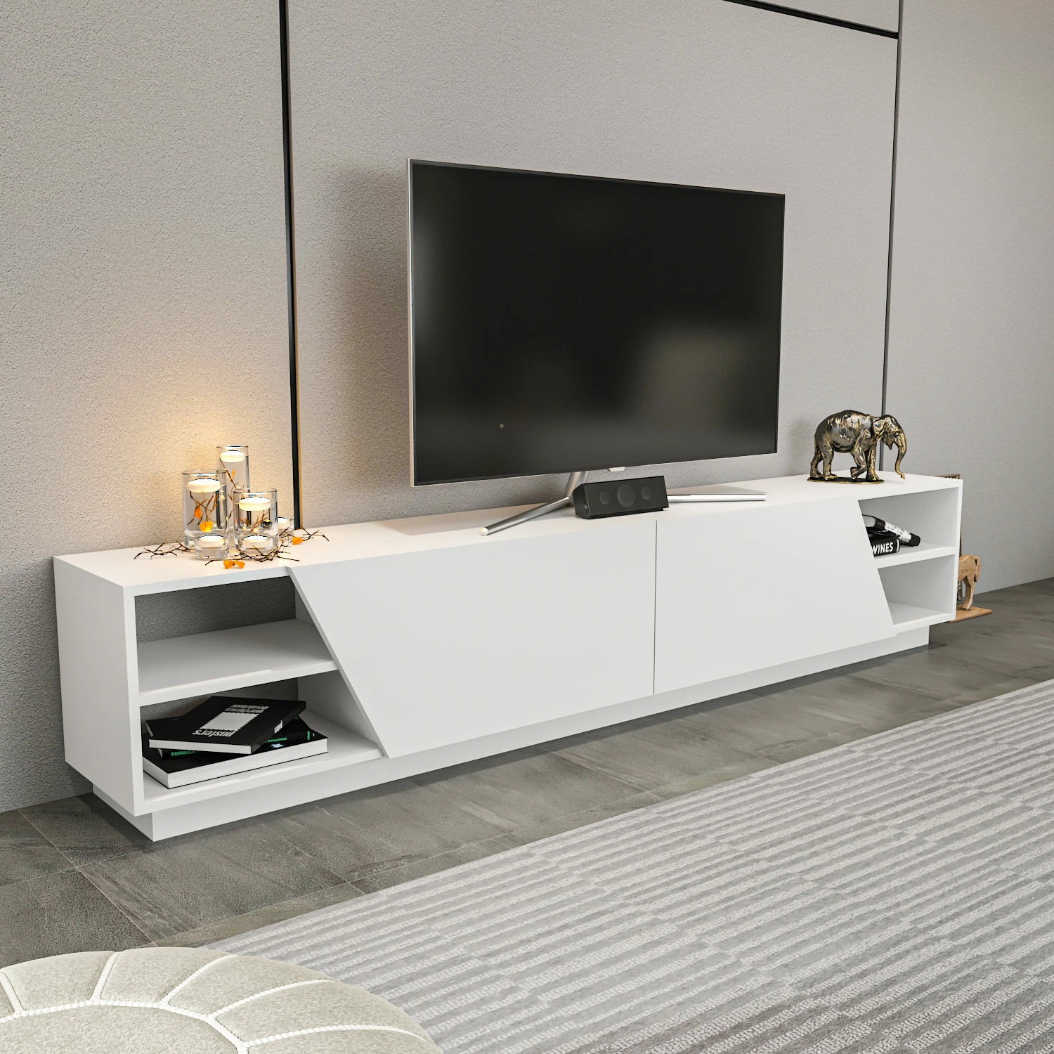 Komodë TV Hanah Home, Rhodes, e bardhë