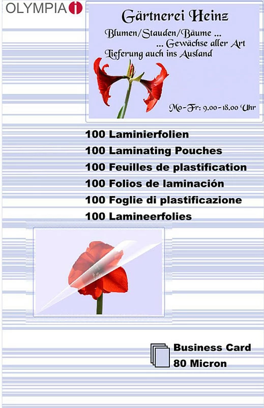 Foli laminimi Olympia 9169, për kartëvizita, 80 mikron, 100 copë