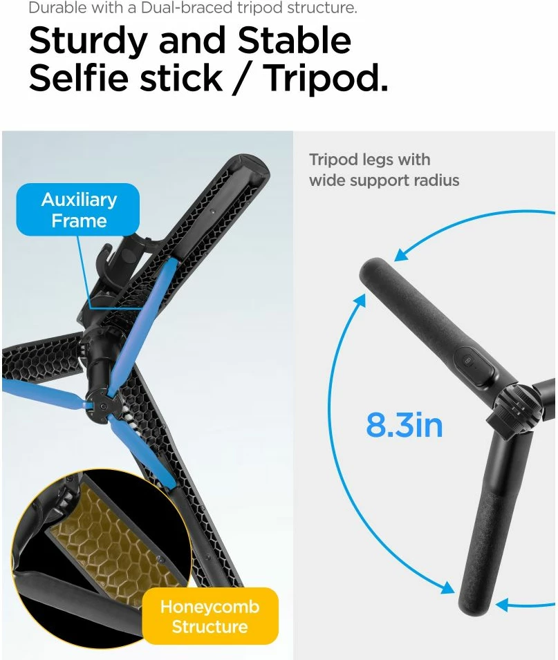 Selfie stick me tripod Spigen S560W me Bluetooth, i zi