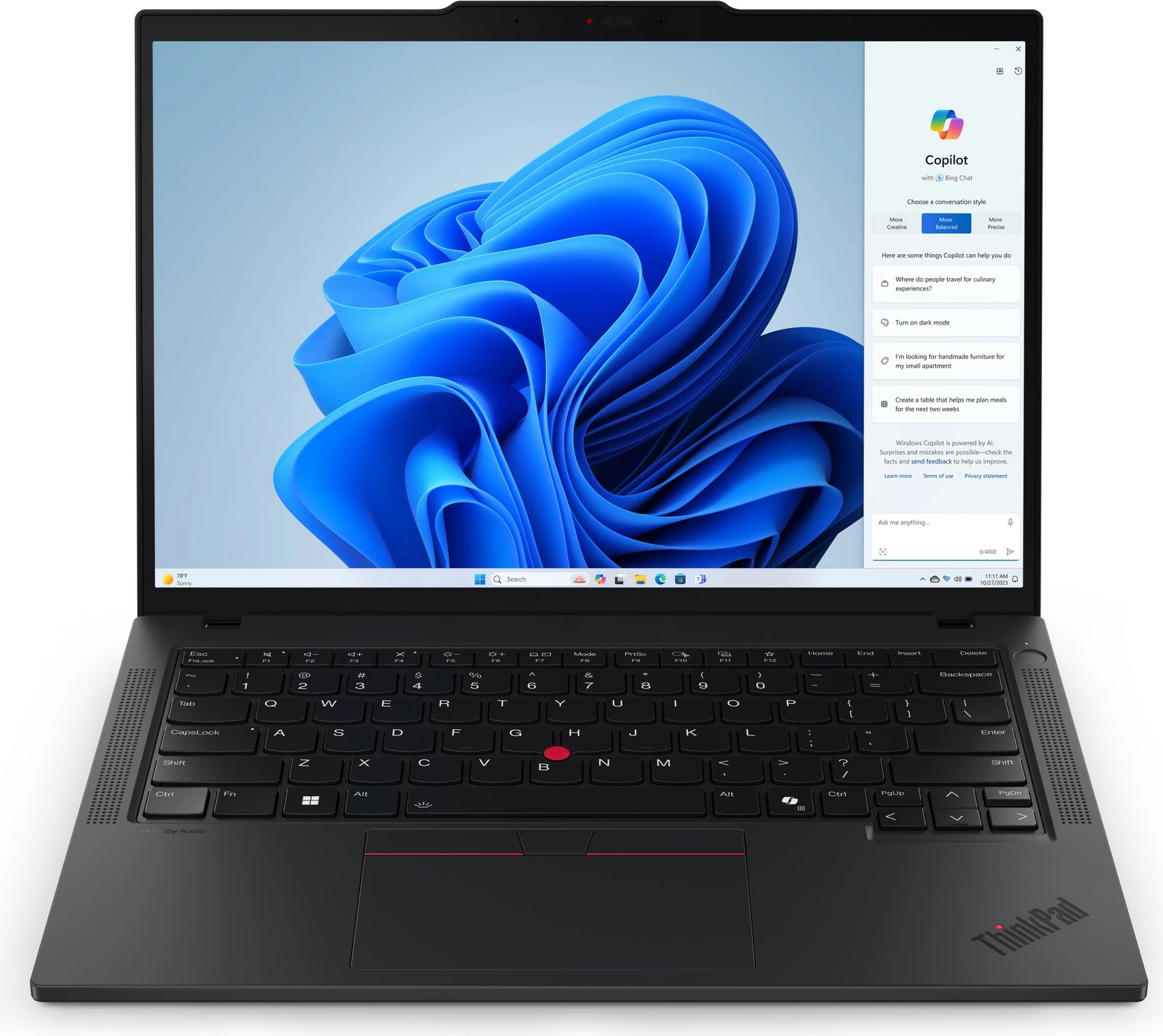 Laptop Lenovo ThinkPad T14, Intel Core Ultra 7, 32 GB RAM, 1 TB SSD, Ekran 14", Ngjyrë e zezë