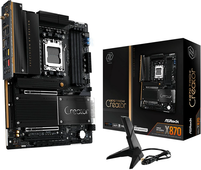 Pllakë amë ASRock X870 Taichi Creator, Socket AM5, ATX, DDR5, 10GbE, Wi‑Fi, e zezë