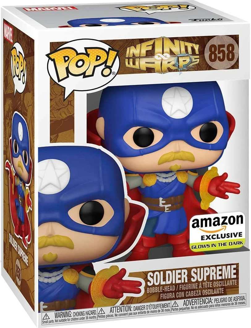 Figurinë Funko Pop Marvel Infinity Warps Soldier Supreme #858, bobble-head, shkëlqen në errësirë (Glow), Exclusive