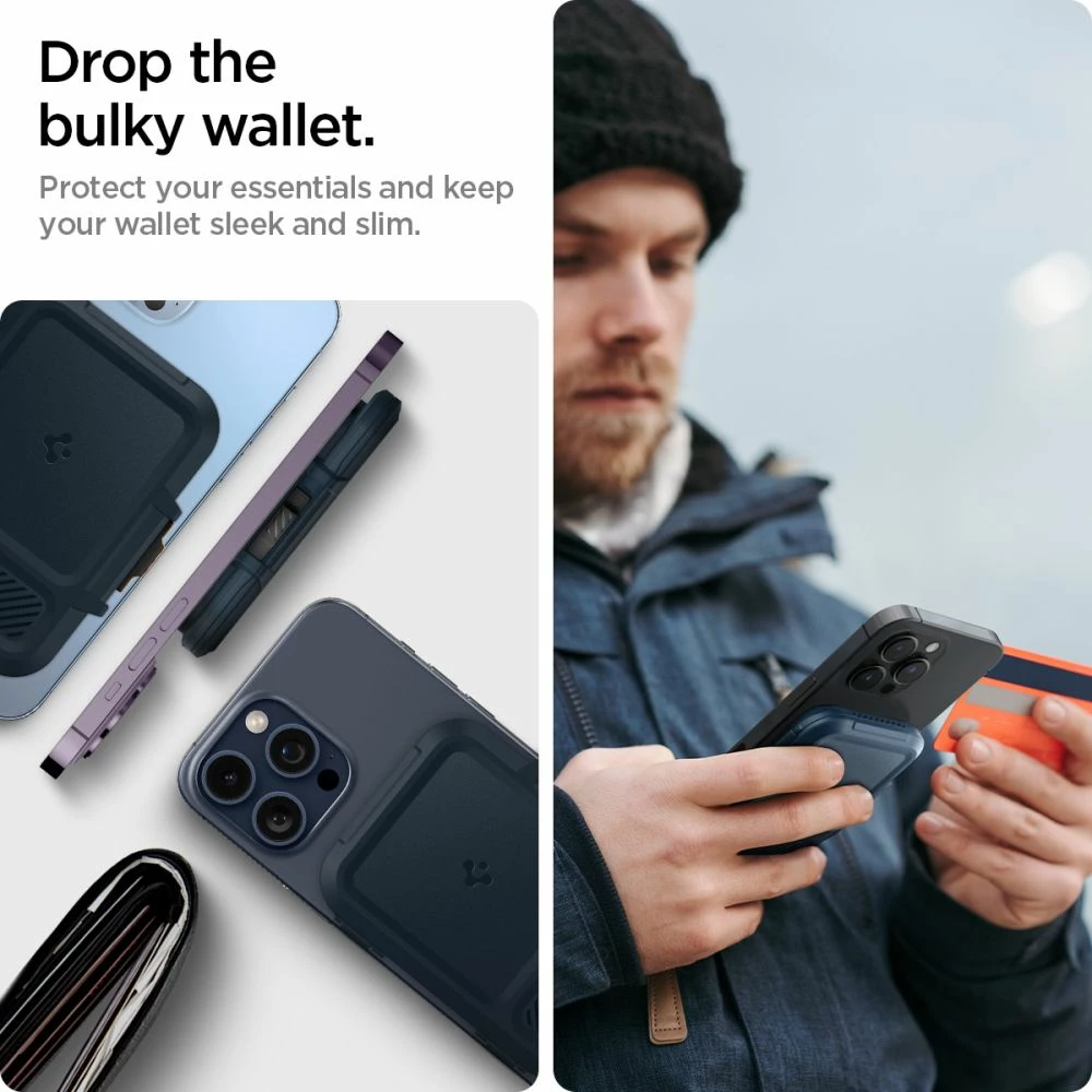 Mbështjellës Spigen Lock Fit MagSafe për kartela, Blu e errët