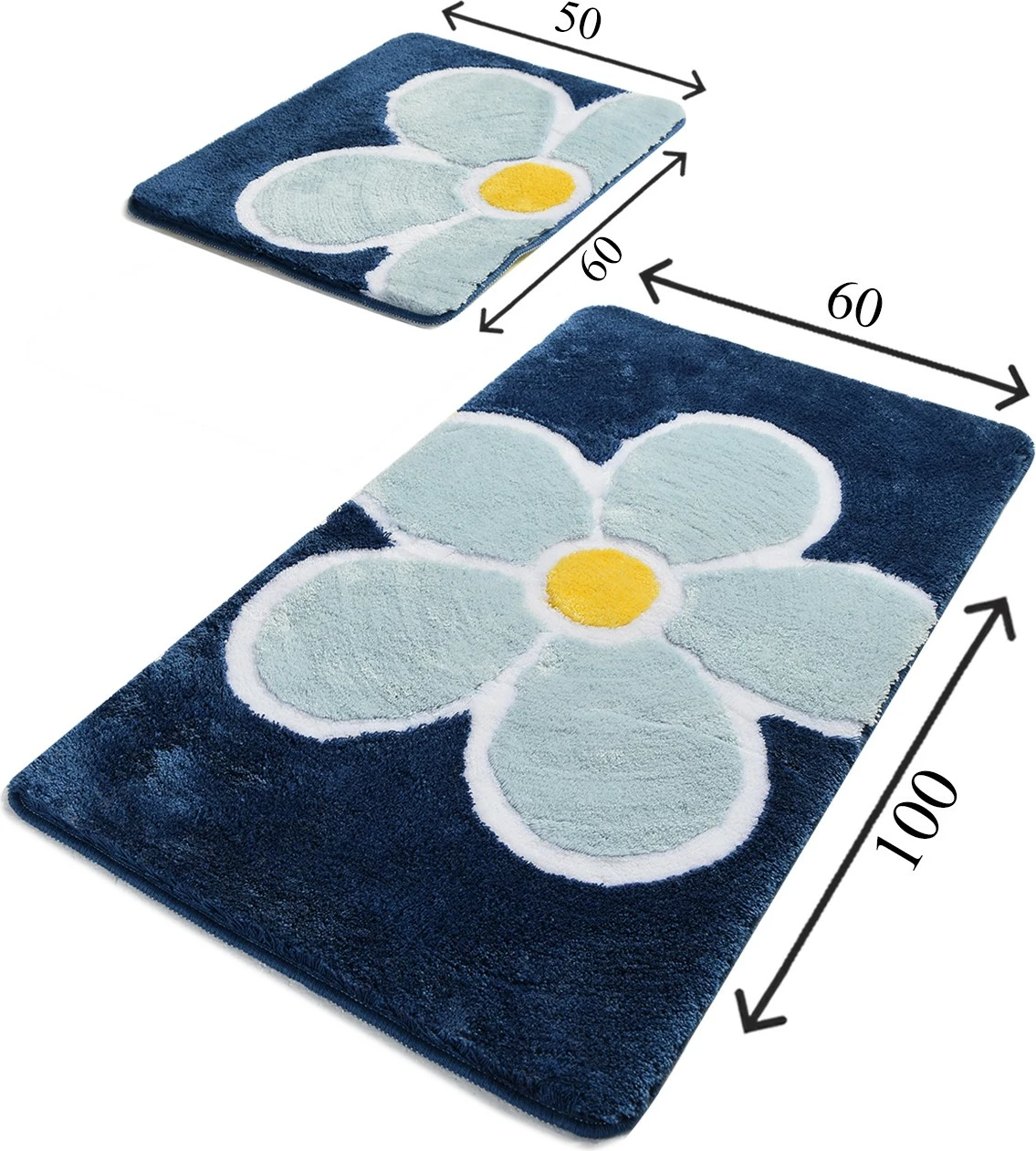 Set tapetë banjoje akrilik (2 copë), lule, blu