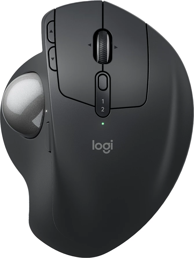 Maus trackball Logitech MX Ergo S, wireless 2.4GHz/BT, 8 butona, bateri deri 120 ditë, me Logi Bolt USB-C receiver, Graphite