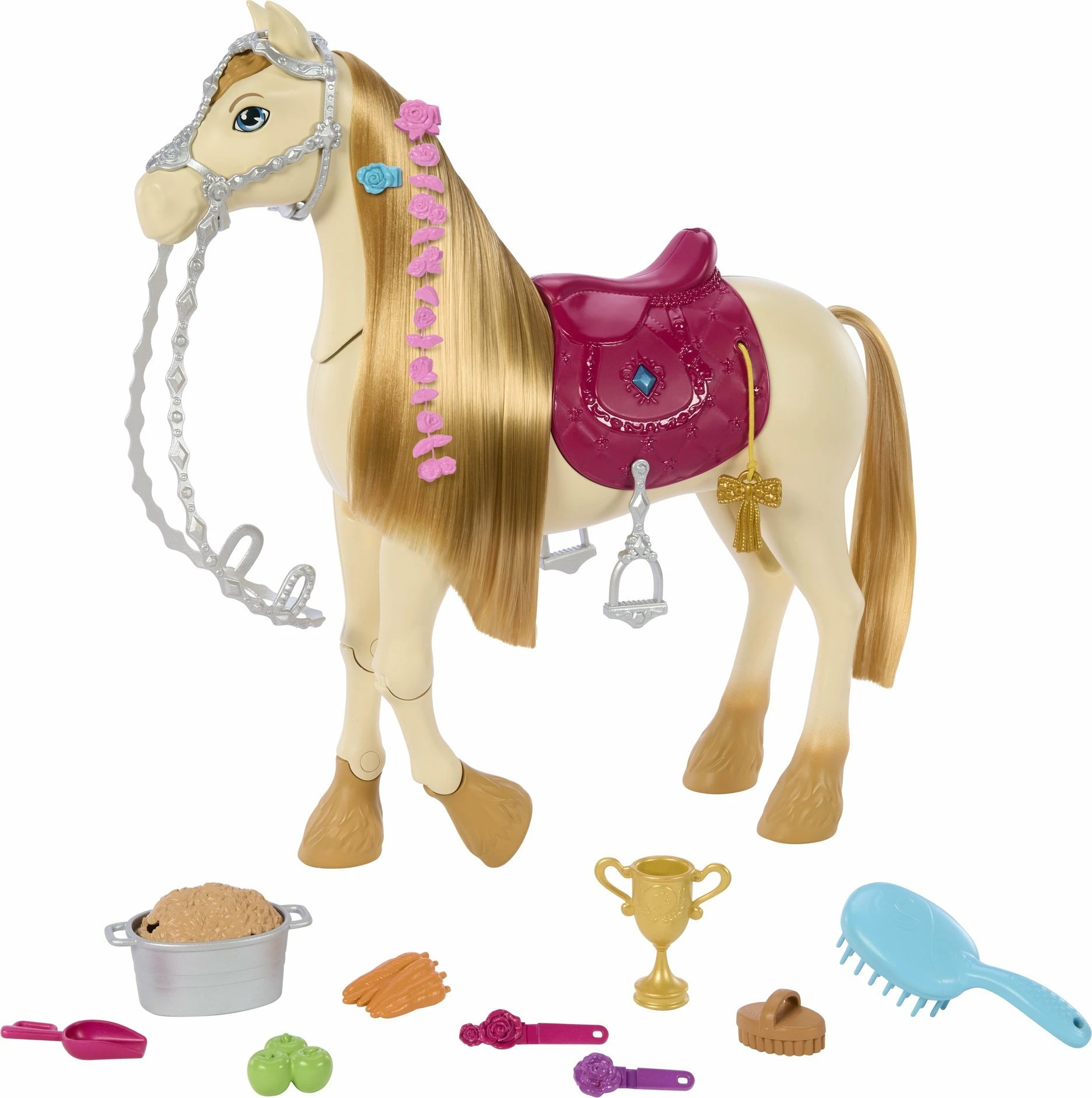 Kal interaktiv lodër Mattel Barbie Tornado HXJ42 me mbi 20 aktivizime tingulli, muzikë dhe aksesorë, rozë/krem