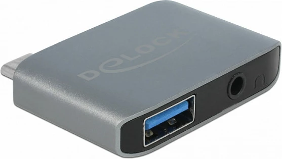 Adapter audio USB-C DeLOCK 63965, 3.5mm + USB 3.0, alumin, antracit
