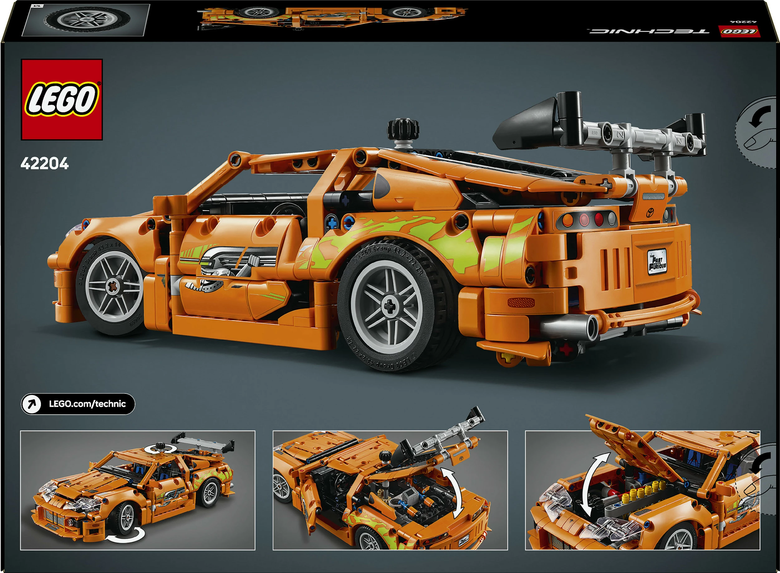Set ndërtimi LEGO Fast and Furious Toyota Supra MK4, 810 pjesë, plastikë, shumëngjyrësh