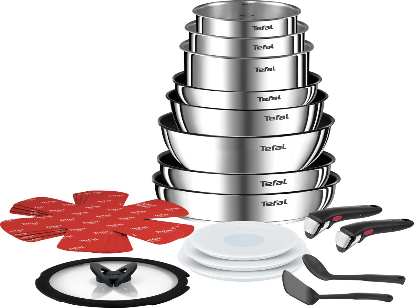 Set tenxheresh e tiganësh Tefal Ingenio L897SJ04, 20 pjesë, titanium
