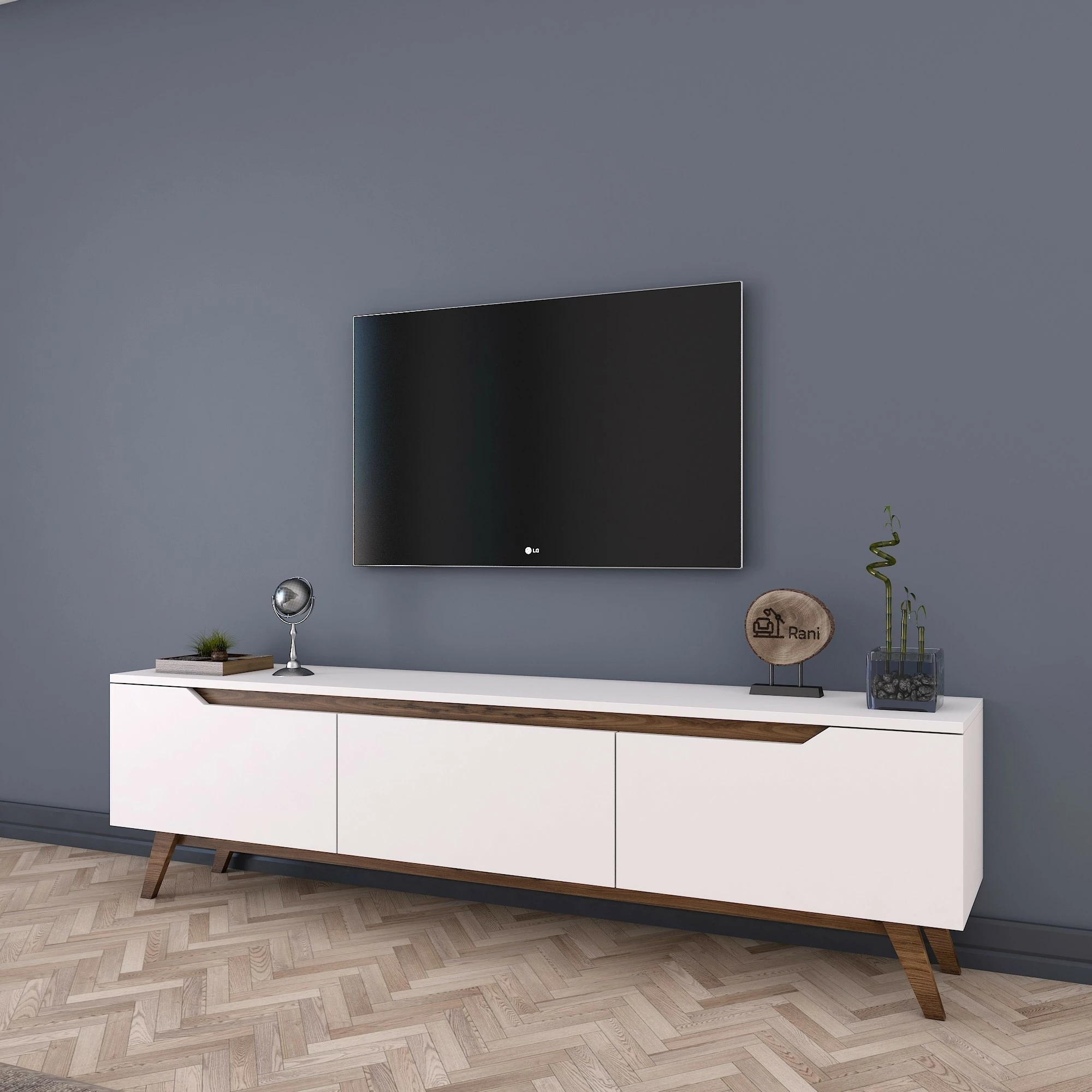 Komodë TV Hanah Home, D1 - 794, e bardhë dhe arre