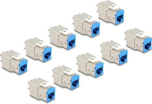 Modul Keystone DeLOCK RJ45 Cat.6A, LSA, pa vegla, set 10 copë, blu
