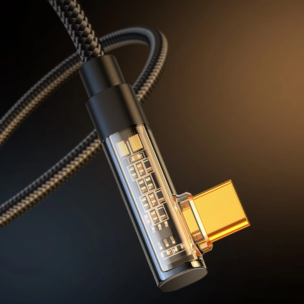 Kabllo USB-C me kënd 90°, Joyroom S-UC027A6, 1.2m, 3A, e zezë