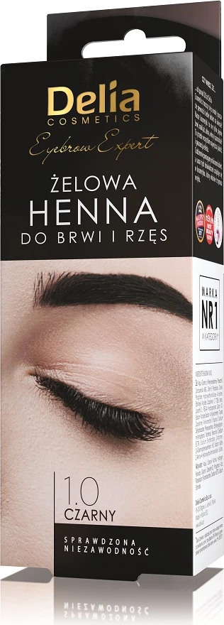 Xhel për vetulla dhe qerpikë Delia Expert Gel Henna 1.0 e zezë 15ml