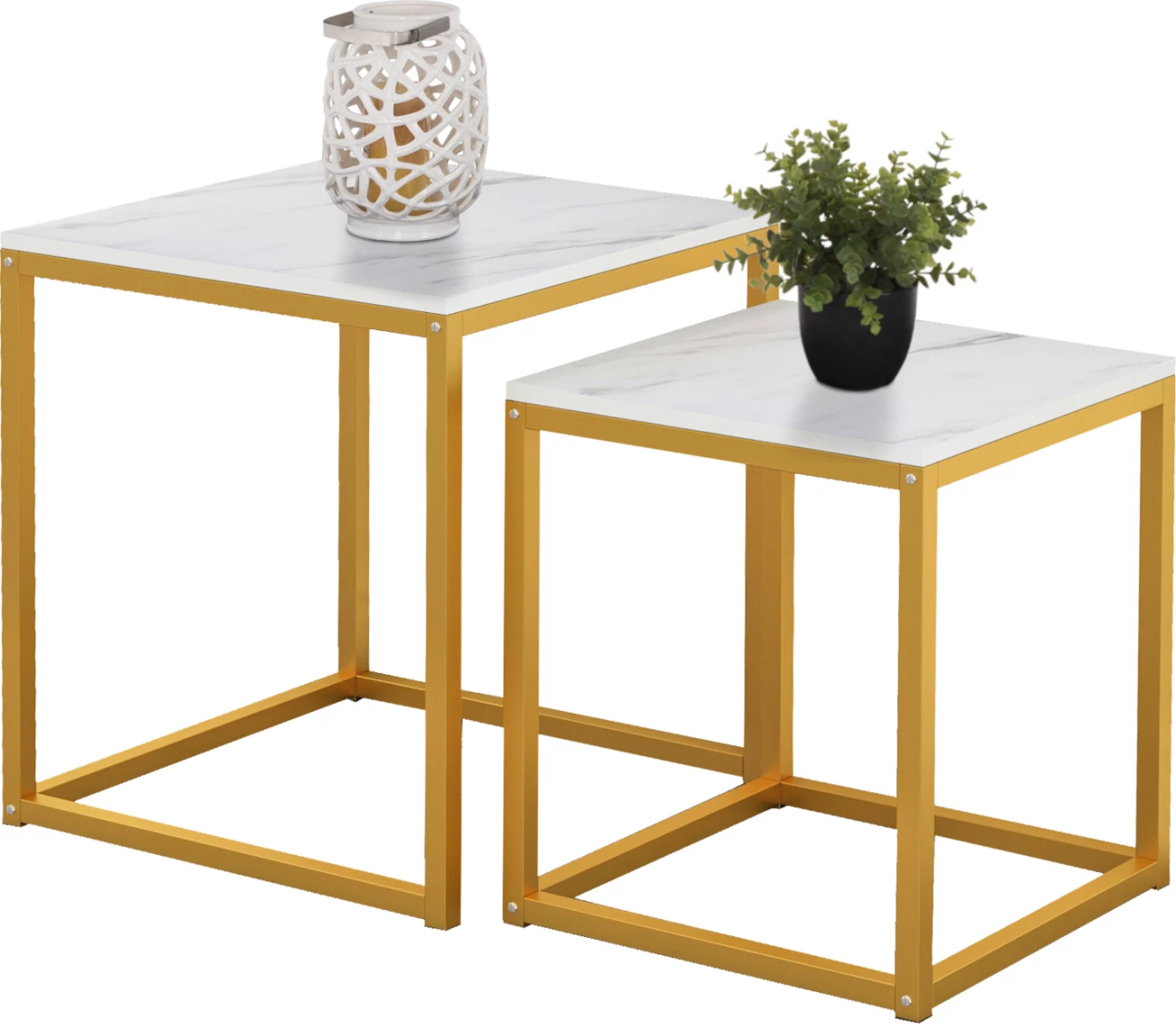 Tavolina anësore GRELAY set 2 copë MDF & metal 45Χ45Χ50Hcm.FH8762.11