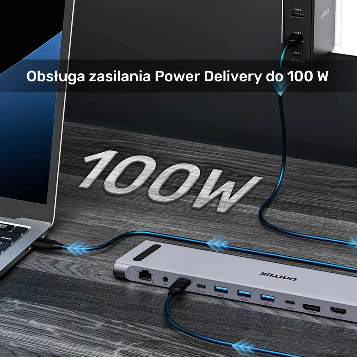 Switch KVM Unitek, 2x HDMI 4K, 1x DisplayPort, USB-C, PD 100W, hiri