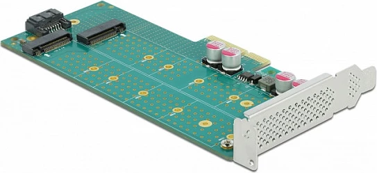 Kartelë zgjerimi PCIe DeLOCK, PCIe 4.0 x4, 1x M.2 Key B + 1x NVMe M.2 Key M, Low Profile