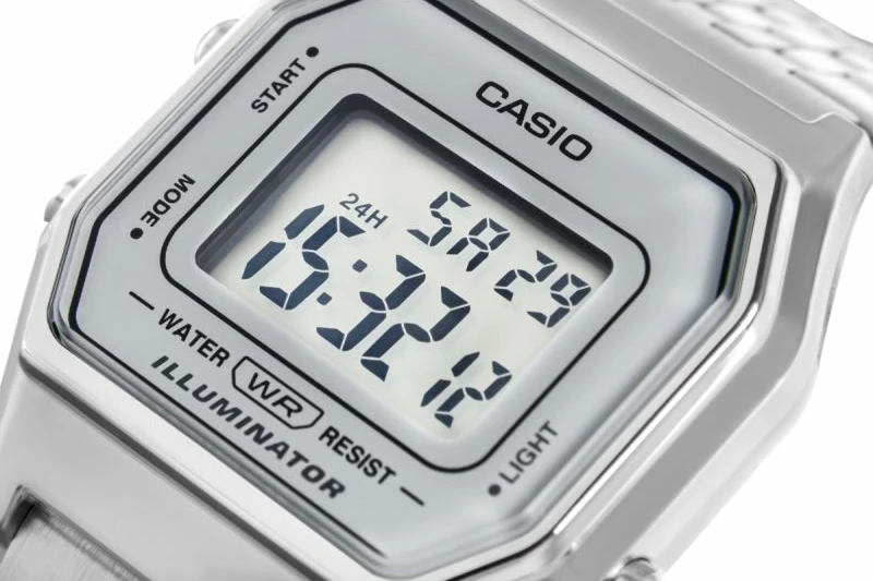 Orë dore digjitale për femra CASIO, argjend