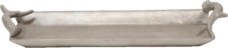 Tabaka dekorative për Krishtlindje, alumin, ngjyrë argjendi, 40x14x5cm