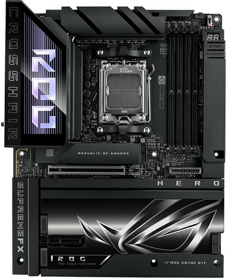 Pllakë amë ASUS ROG Crosshair X870E HERO BTF, Socket AM5, AMD X870E, DDR5 deri 256GB, Wi‑Fi, Bluetooth 5.4, e zezë