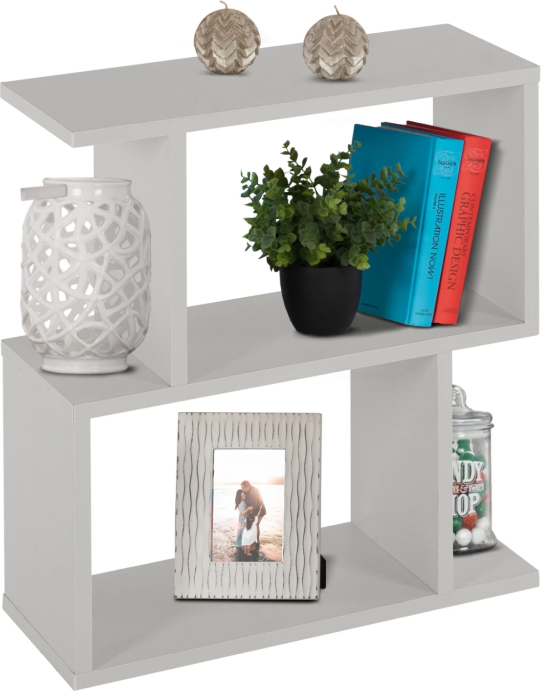 Tavolinë anësore me hapësira ruajtëse, melaminë e bardhë, FH8956.13, 45x17x52H cm