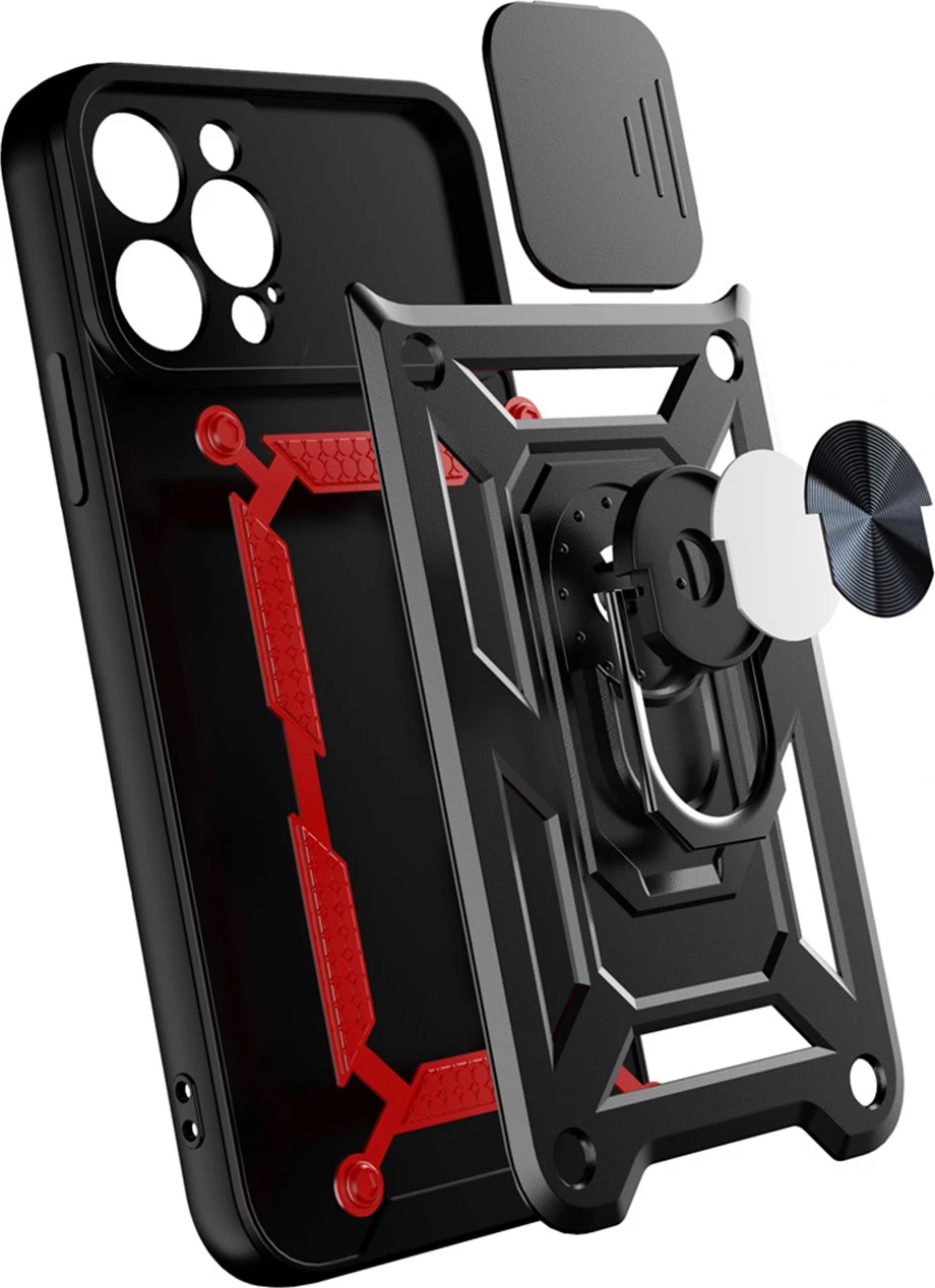 Mbështjellës Hurtel Hybrid Armor Camshield për iPhone 13 Pro Max, me kapak kamere, rozë